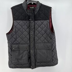 Outdoor Life Quilted Jacket Vest Mens Medium Stylish Zip Up Pockets Wool Accents